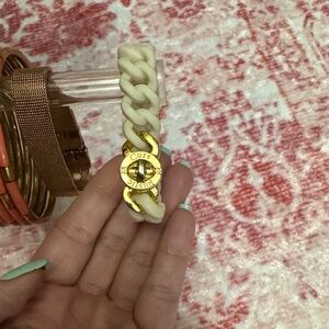 Classic Braided Cuff Bracelet in Cream with Gold Hardware